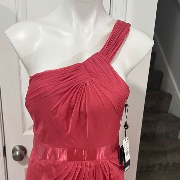 ADRIANNA PAPELL Elegant One-Shoulder Coral Evening Gown Size 12 NWT - Picture 2 of 10